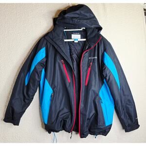 Columbia Men L NavynBlue OmniShield Advance Repellency HoodedJacket Warm‎ Active